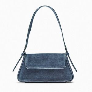 ZARA DENIM FLAP SHOULDER BAG